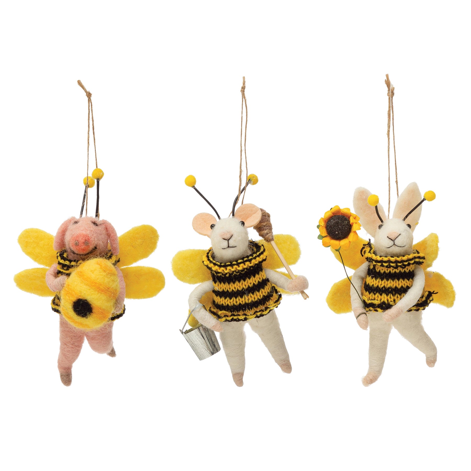 Honey Bee Sanctuary - Wool Felt Animal in Bee Suit Ornament