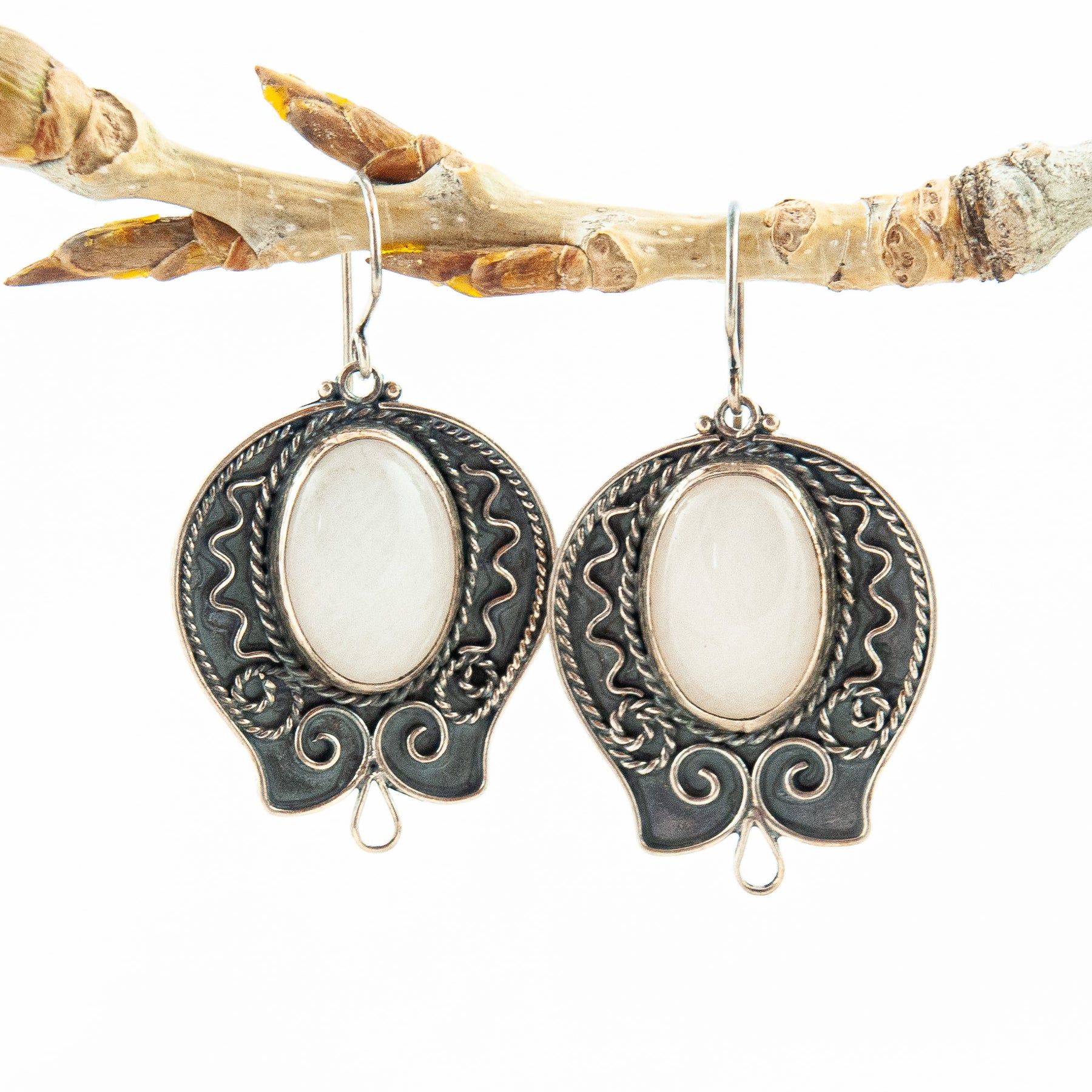 Silver Earrings with Quartz Stone