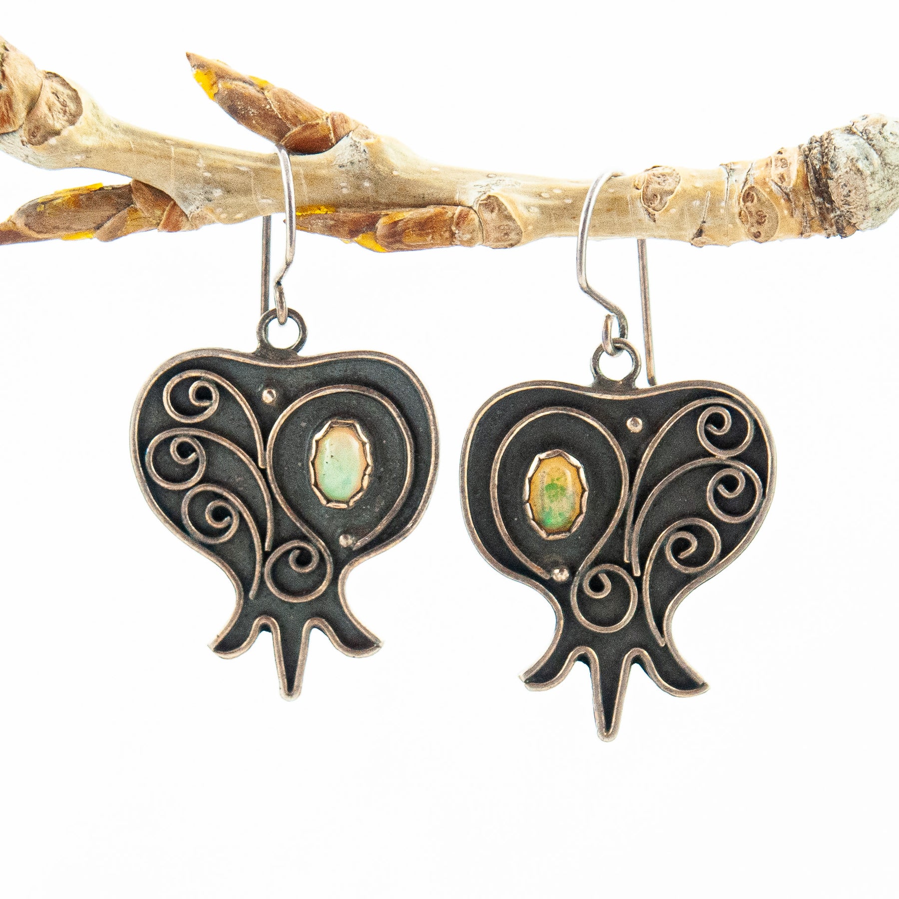 Silver Earrings with Opal Stone